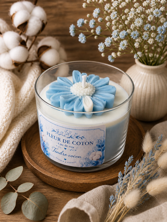 Bougies fleuries fleur de coton